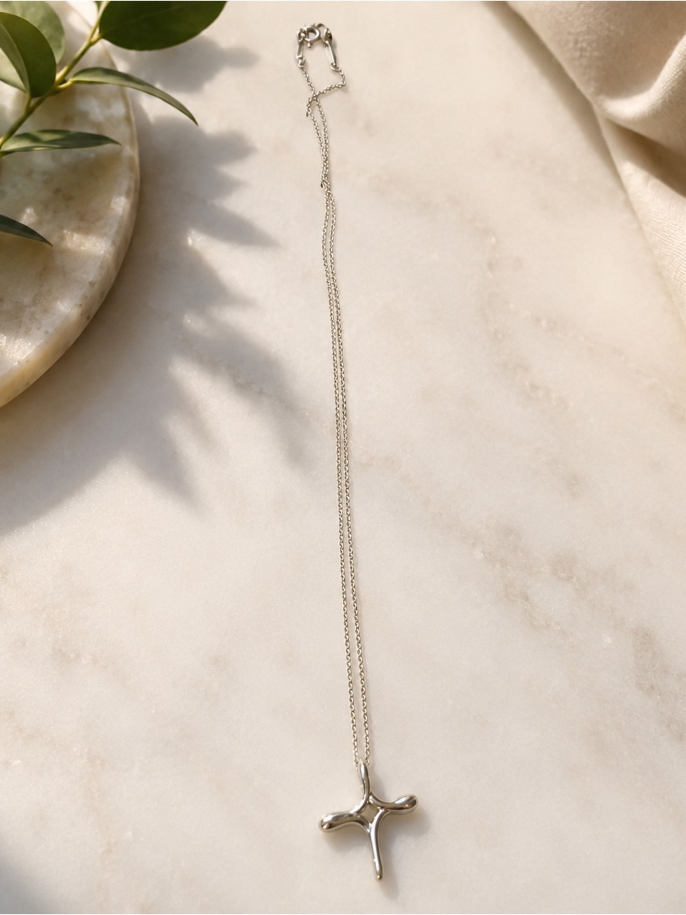 Tiffany and Co Sterling Silver Cross Pendant Necklace - Silver